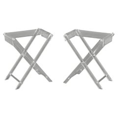 Spisani Italian Clear Acrylic Folding Tables, Pair
