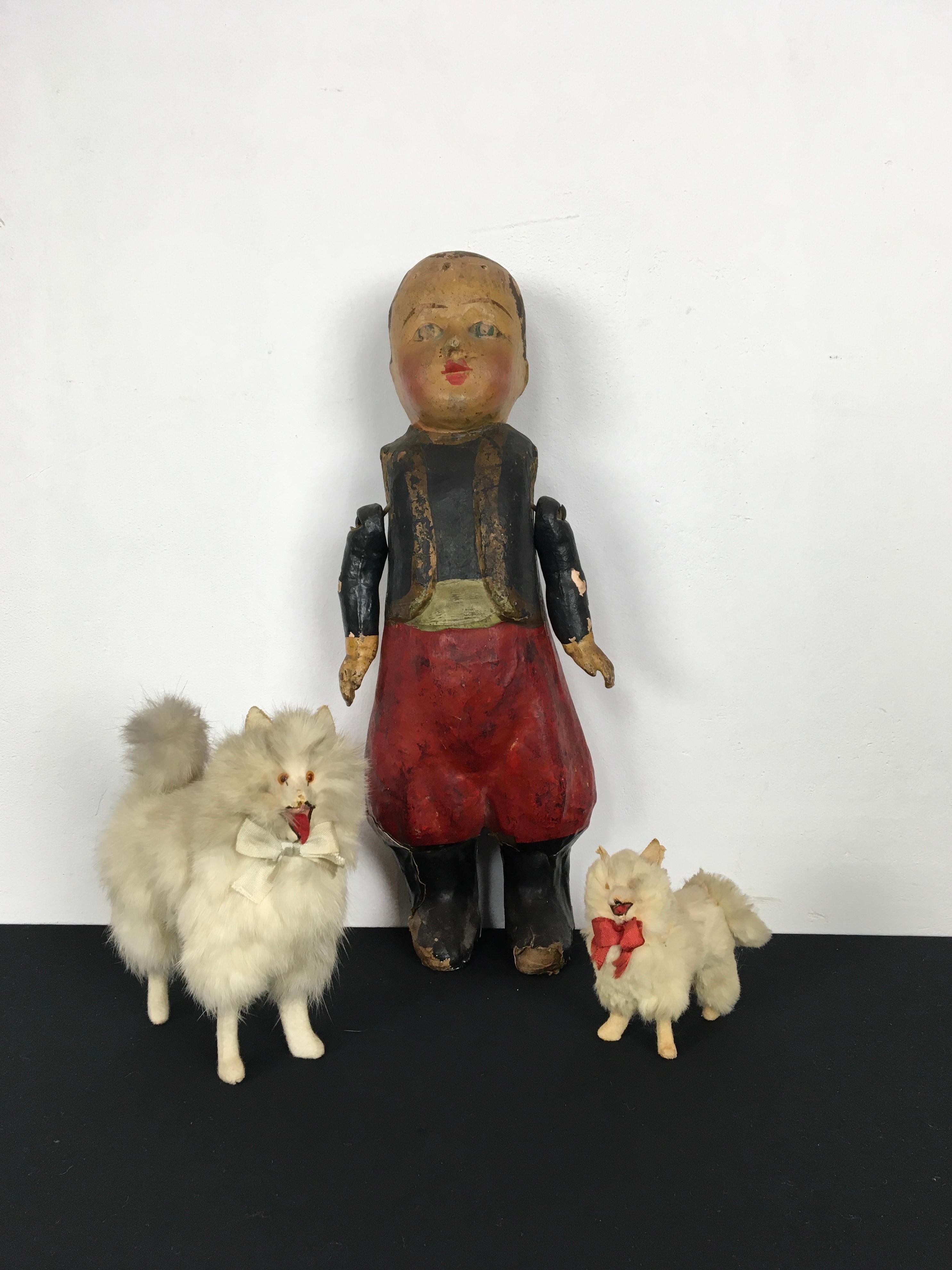 Spitz Pommerische Salon-Hundepuppen für Jumeau-Puppe, Kestner-Puppe (Art nouveau) im Angebot