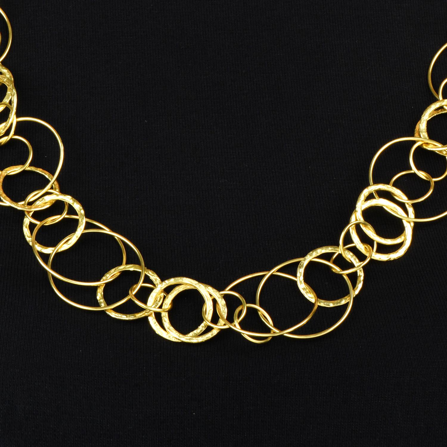 Spitzer & Furman 18k Yellow Gold Multi Hoop Round Link Chain Necklace For Sale 1