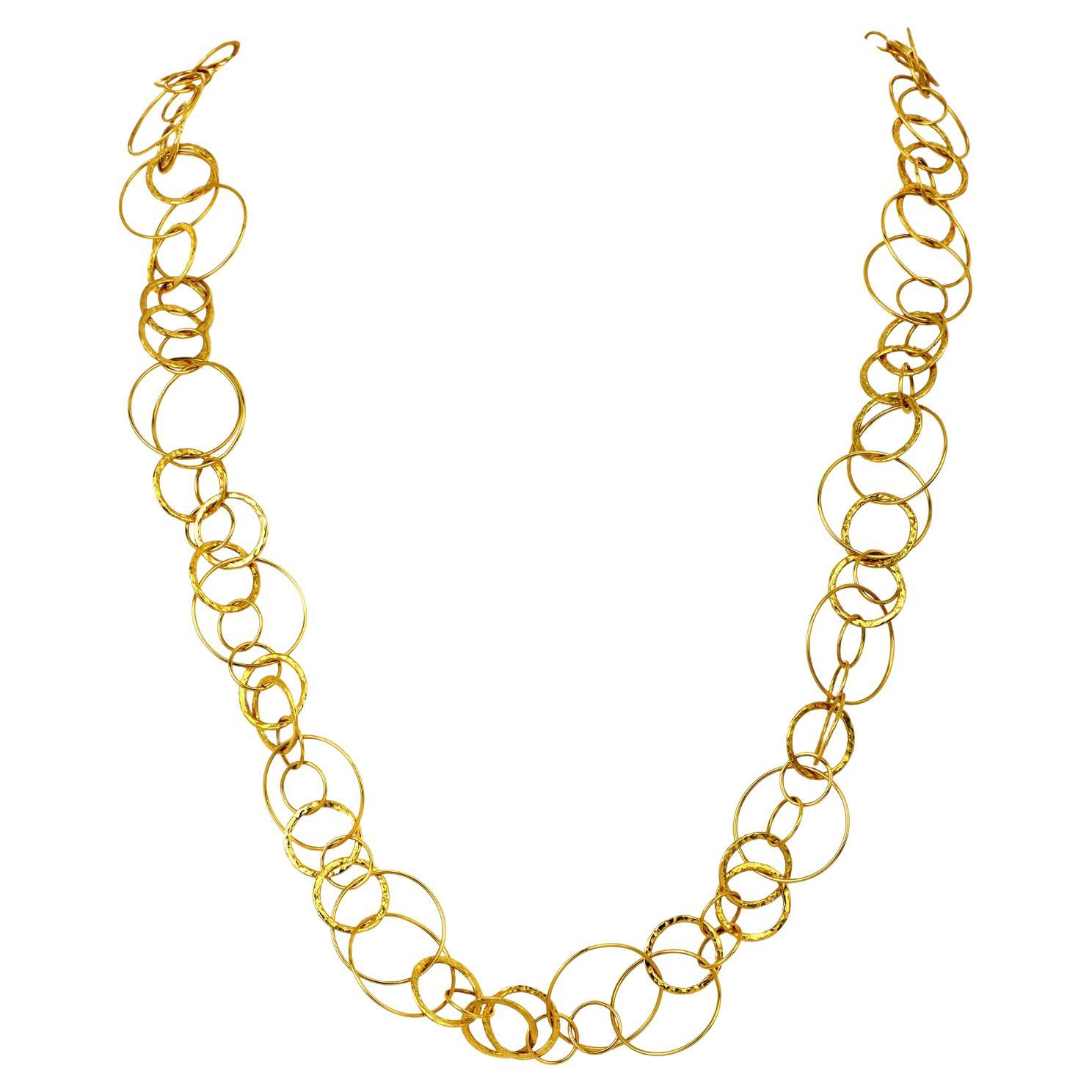 Spitzer & Furman 18k Yellow Gold Multi Hoop Round Link Chain Necklace For Sale