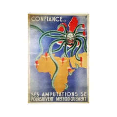 Circa 1940 Original anti-British Nazi propaganda poster Churchill WWII