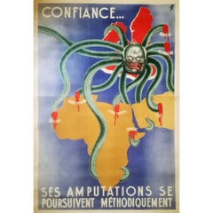 Circa 1940 Original anti-British Nazi propaganda poster Churchill WWII