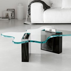Table basse en verre à éclaboussures, conçue par Karim Rashid, fabriquée en Italie