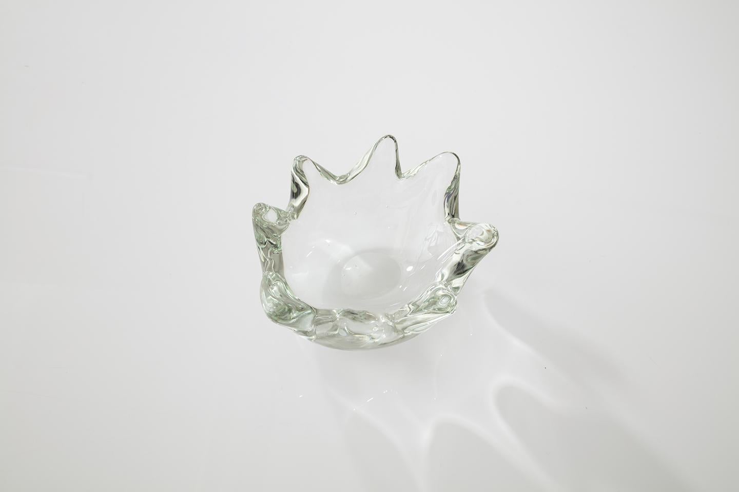 Hand-Crafted Hand Blown Clear Glass Ashtray 'Splash Range' For Sale