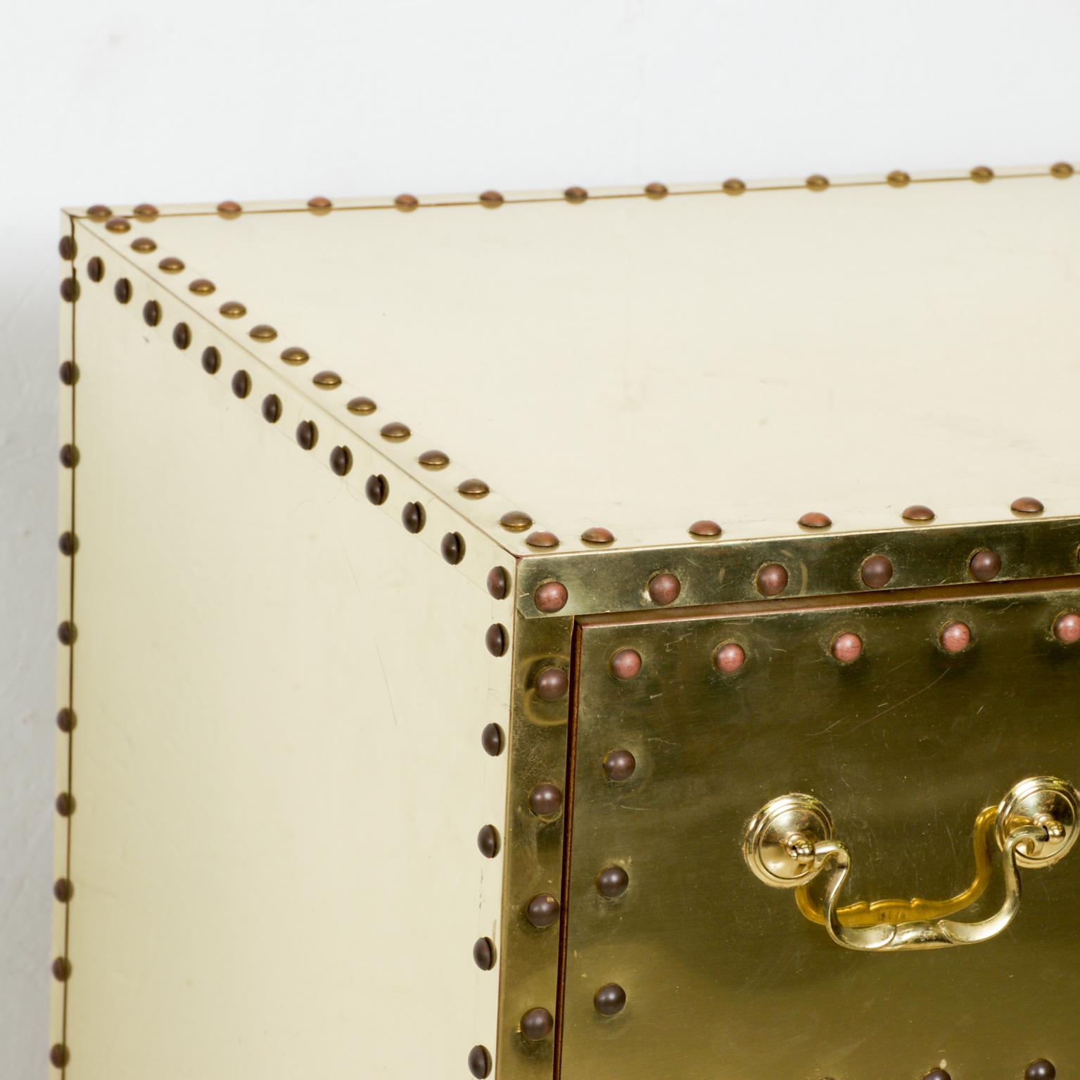 Spanish Regency Studded Gold BRASS Highboy Dresser Chest SARREID Ltd Spain 1970s