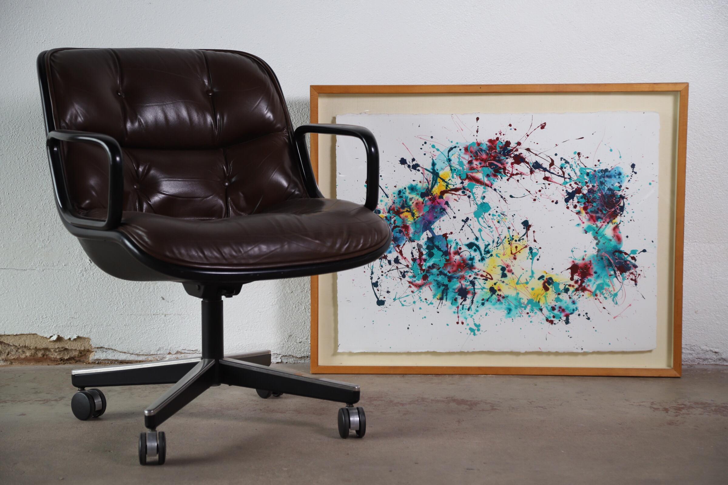 20th Century Splatter Abstract Oil and Watercolor on Paper For Sale