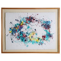 Vintage Splatter Abstract Oil and Watercolor on Paper