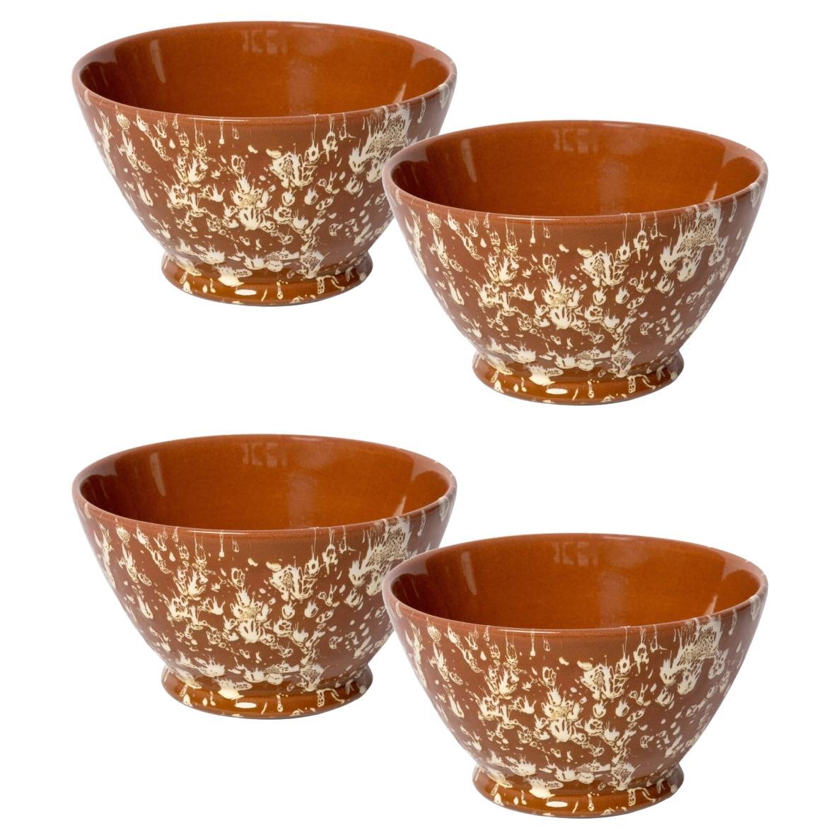 Splatter Bowls Small, Terracotta and Cream, Set of 4