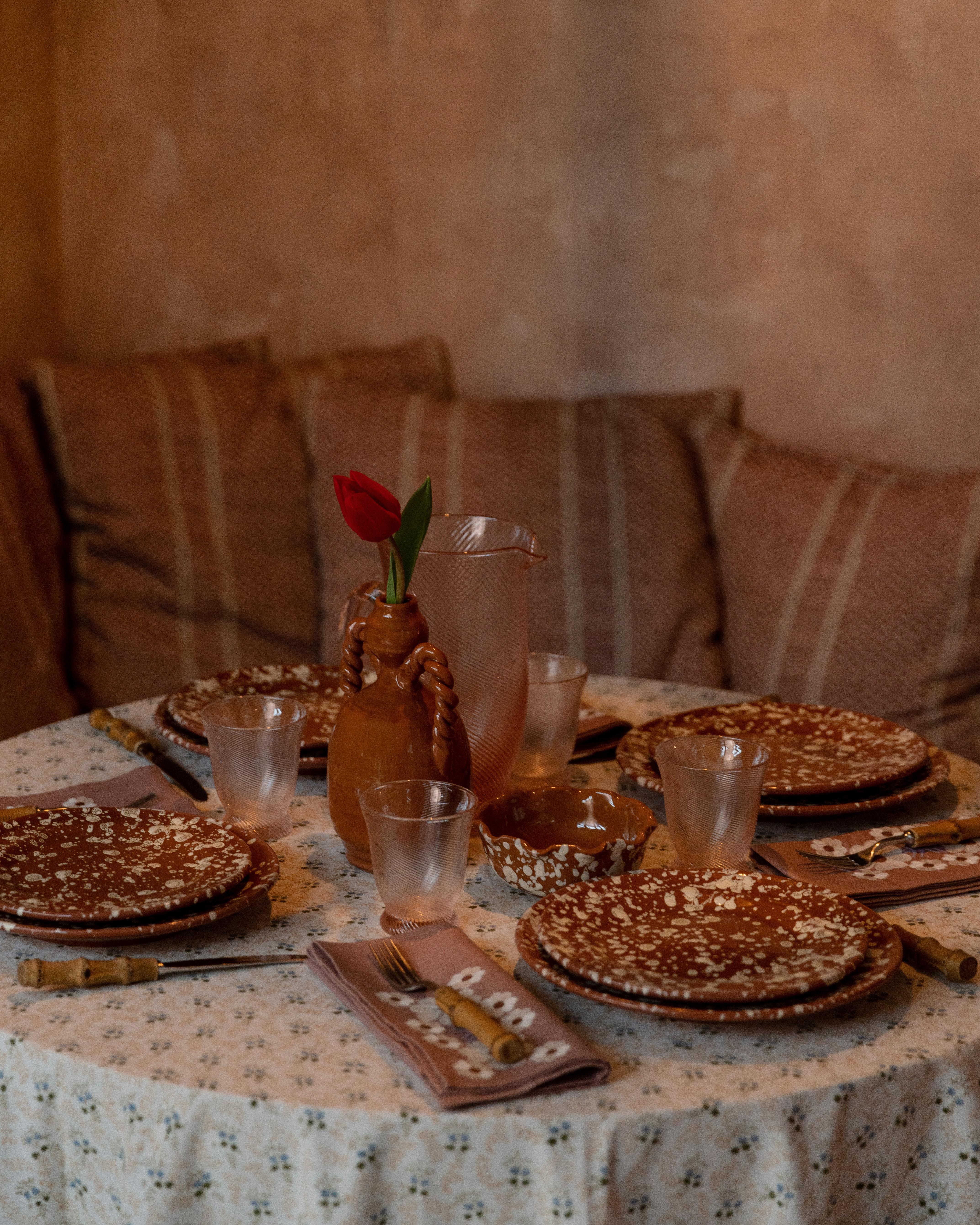 Splatter Ceramic Side Plate in Terracotta and Cream In New Condition For Sale In London, GB