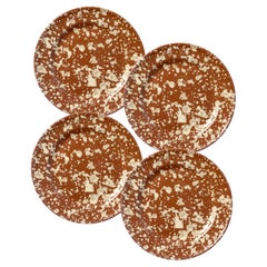 Splatter Ceramic Side Plates, Terracotta and Cream, Set of 4