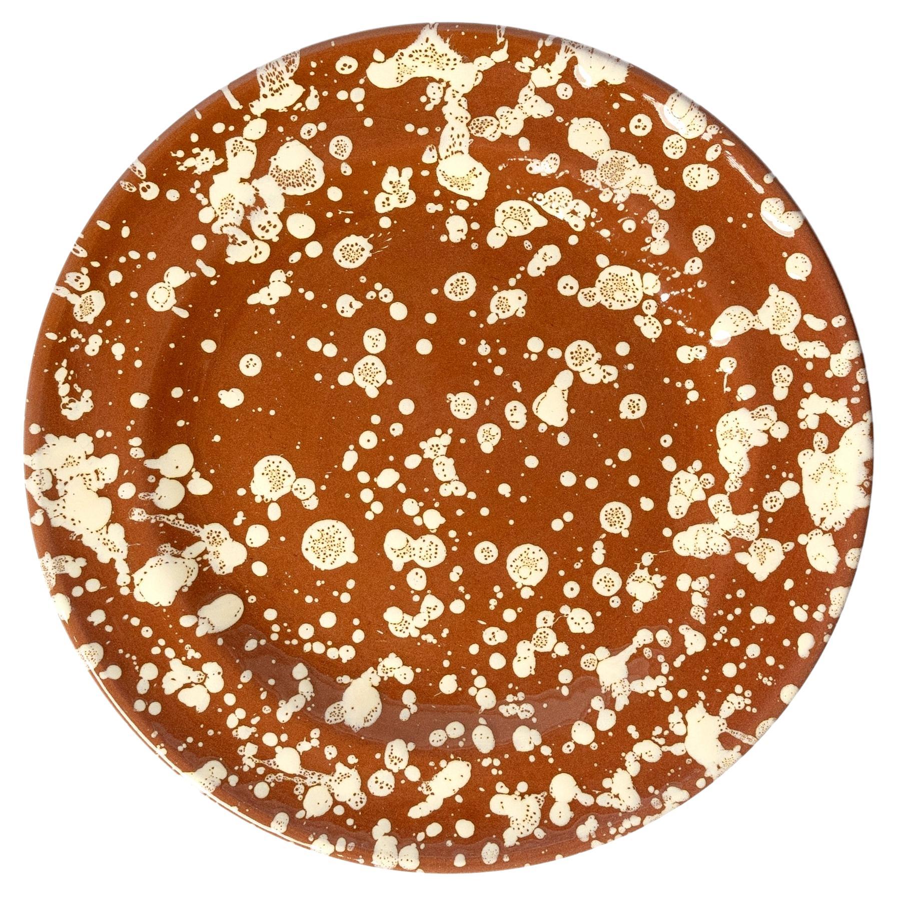 Splatter Side Plate in Terracotta and Cream For Sale