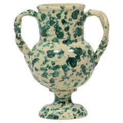 Splatter Vase, ceramic, greek urn inspired, Green