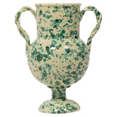 Vase éclabousssures inspiré d'une urne grecque, grand format vert