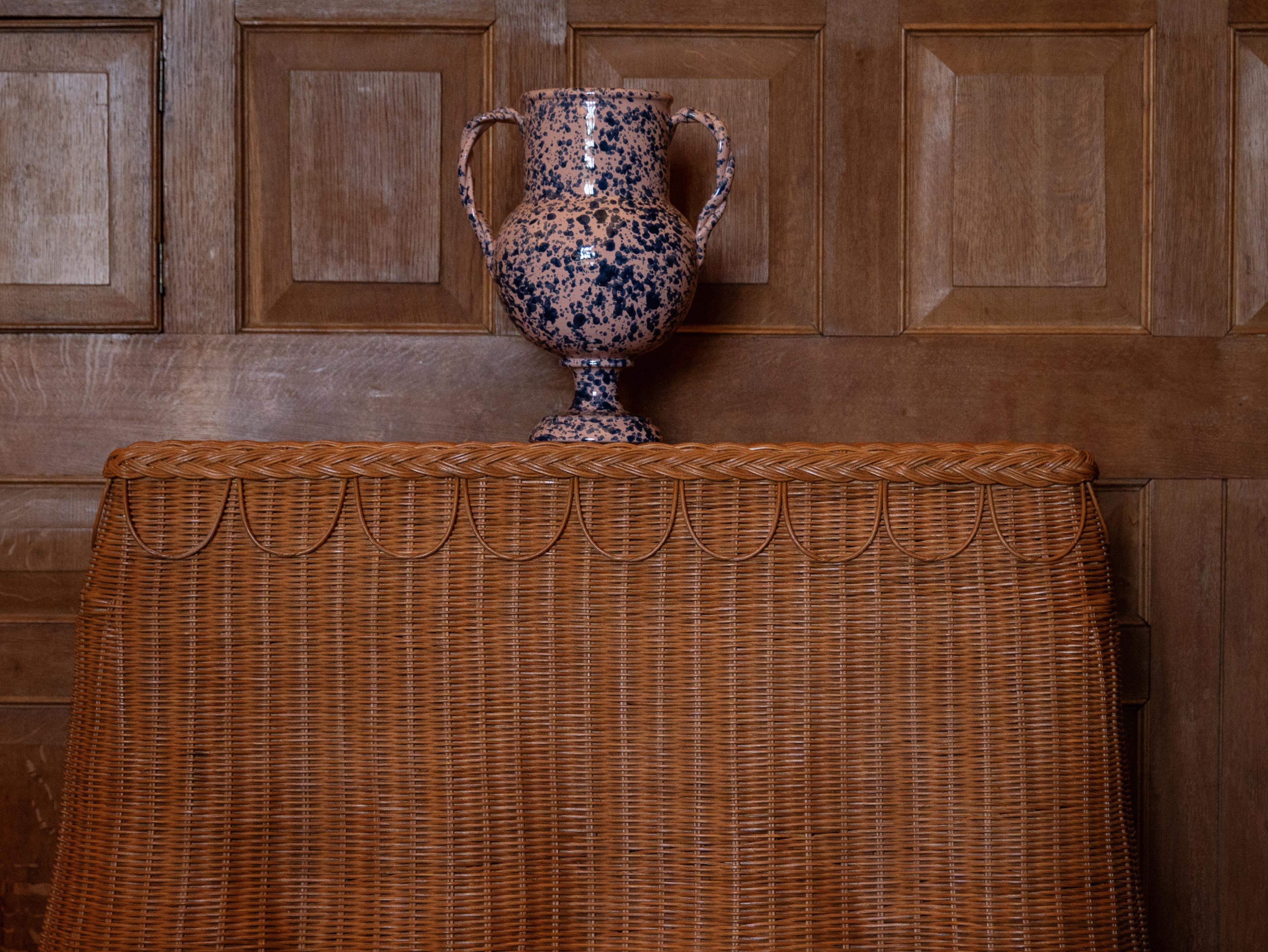 Contemporary Splatter Vase, ceramic, greek urn inspired, Large, Pink and Blue For Sale