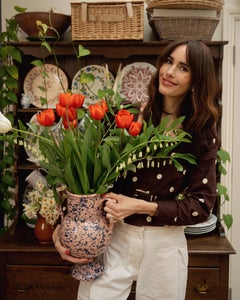 Splatter Vase, ceramic, greek urn inspired, Large, Pink and Blue