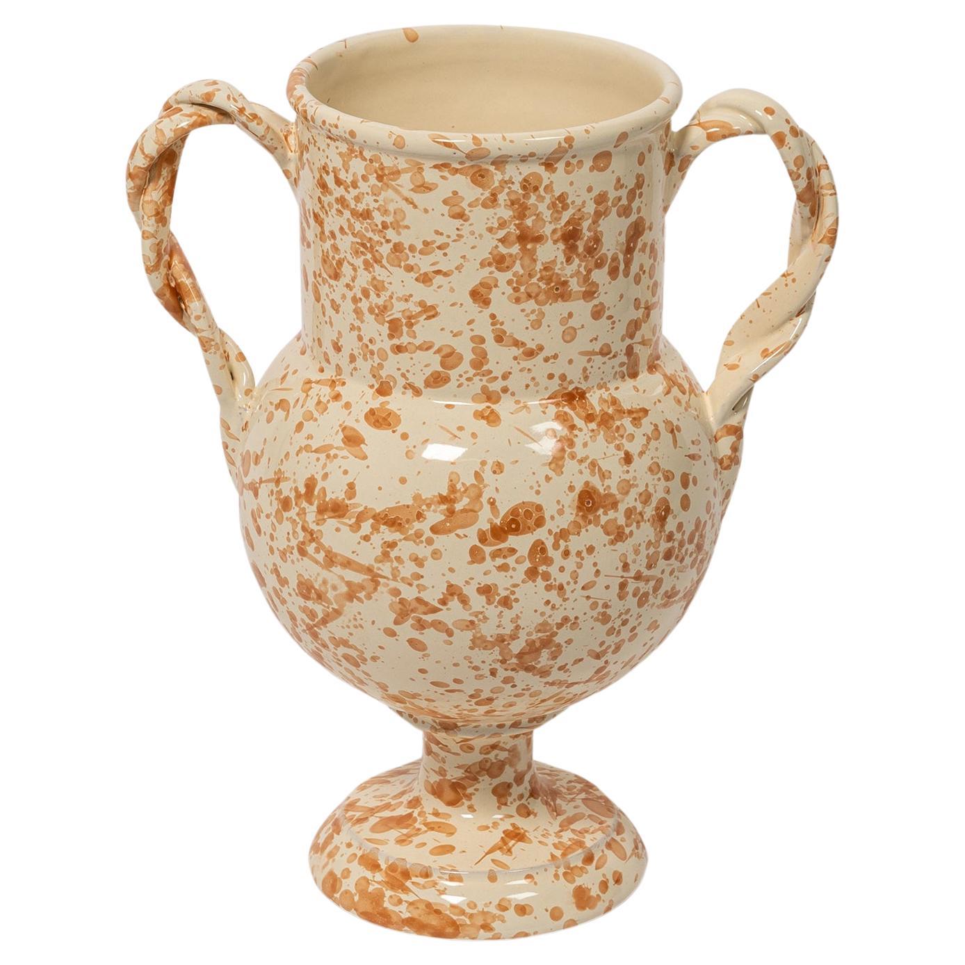 Splatter Vase, ceramic, greek urn inspired, Large, Tan