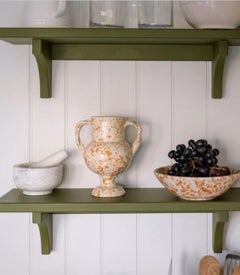 Splatter Vase, Regular, ceramic, greek urn inspired, Tan & Ivory