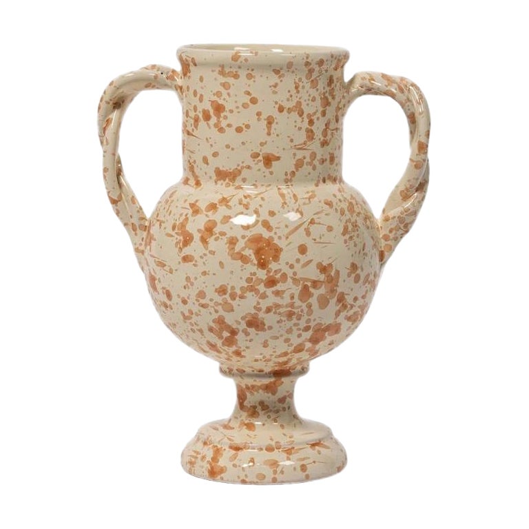Vaso Splatter, regolare, in ceramica, ispirato all'urna greca, Tan & Ivory
