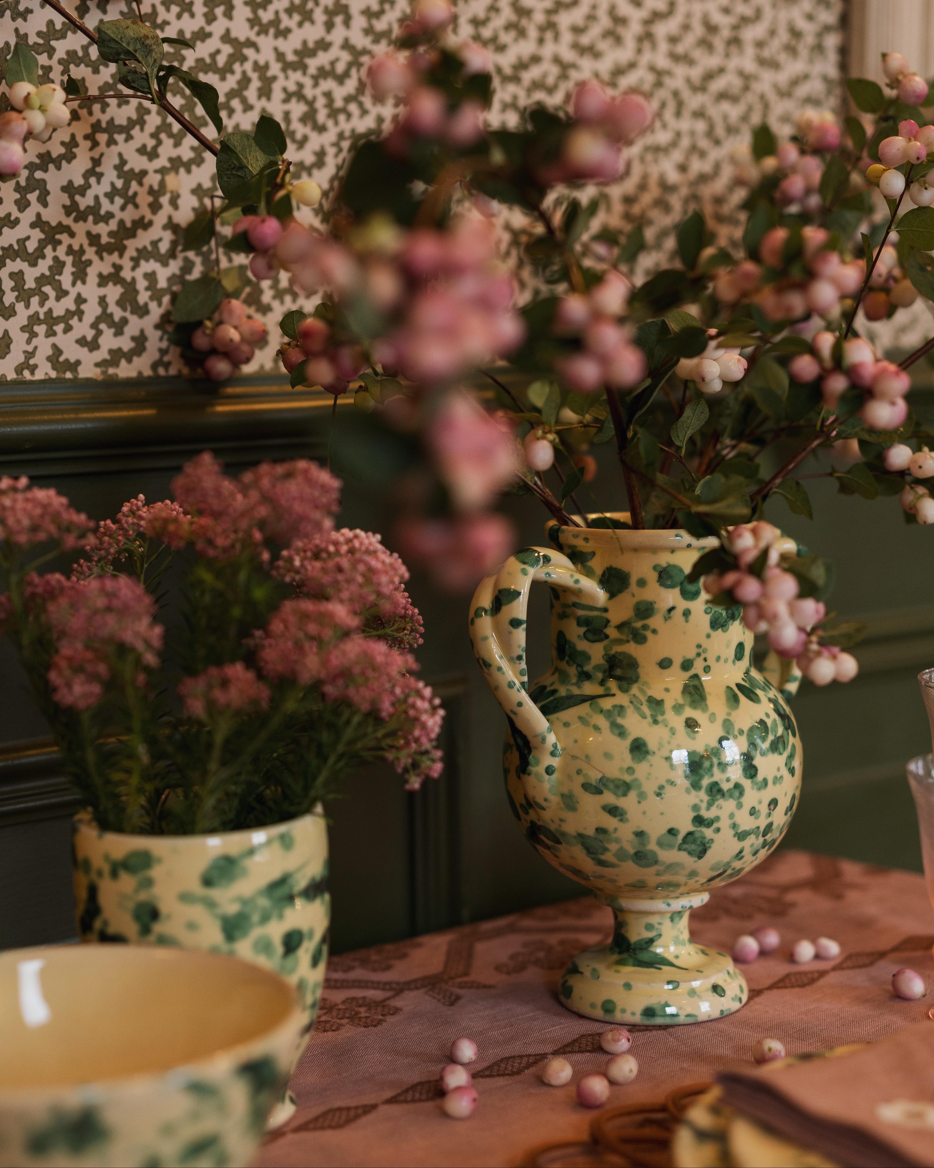 italien Grand vase Vérone, jaune et vert, céramique en vente