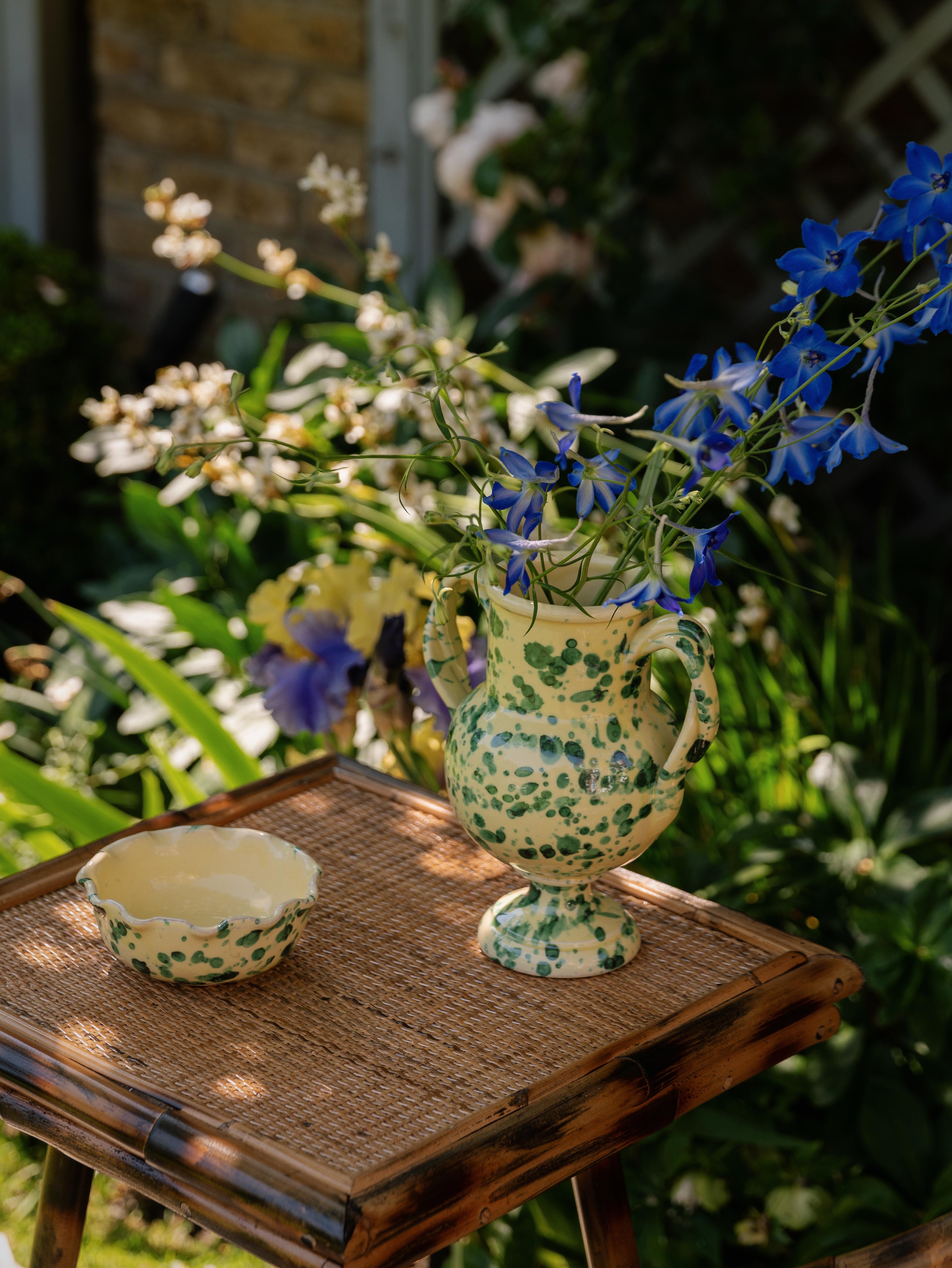italien Vase Verona, régulier, jaune et vert, céramique en vente
