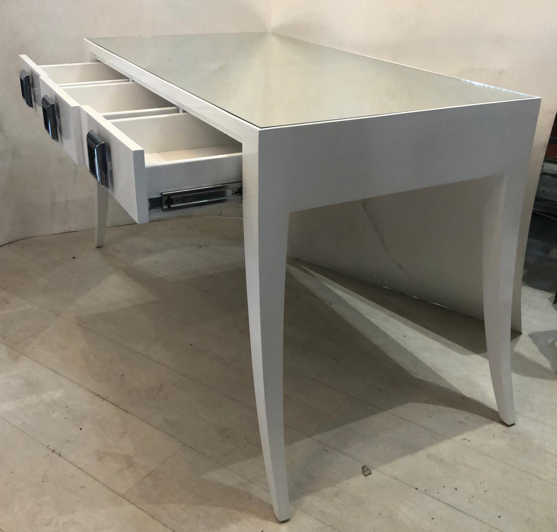 Wood Splay Leg Mid-Century Modern Style Desk For Sale