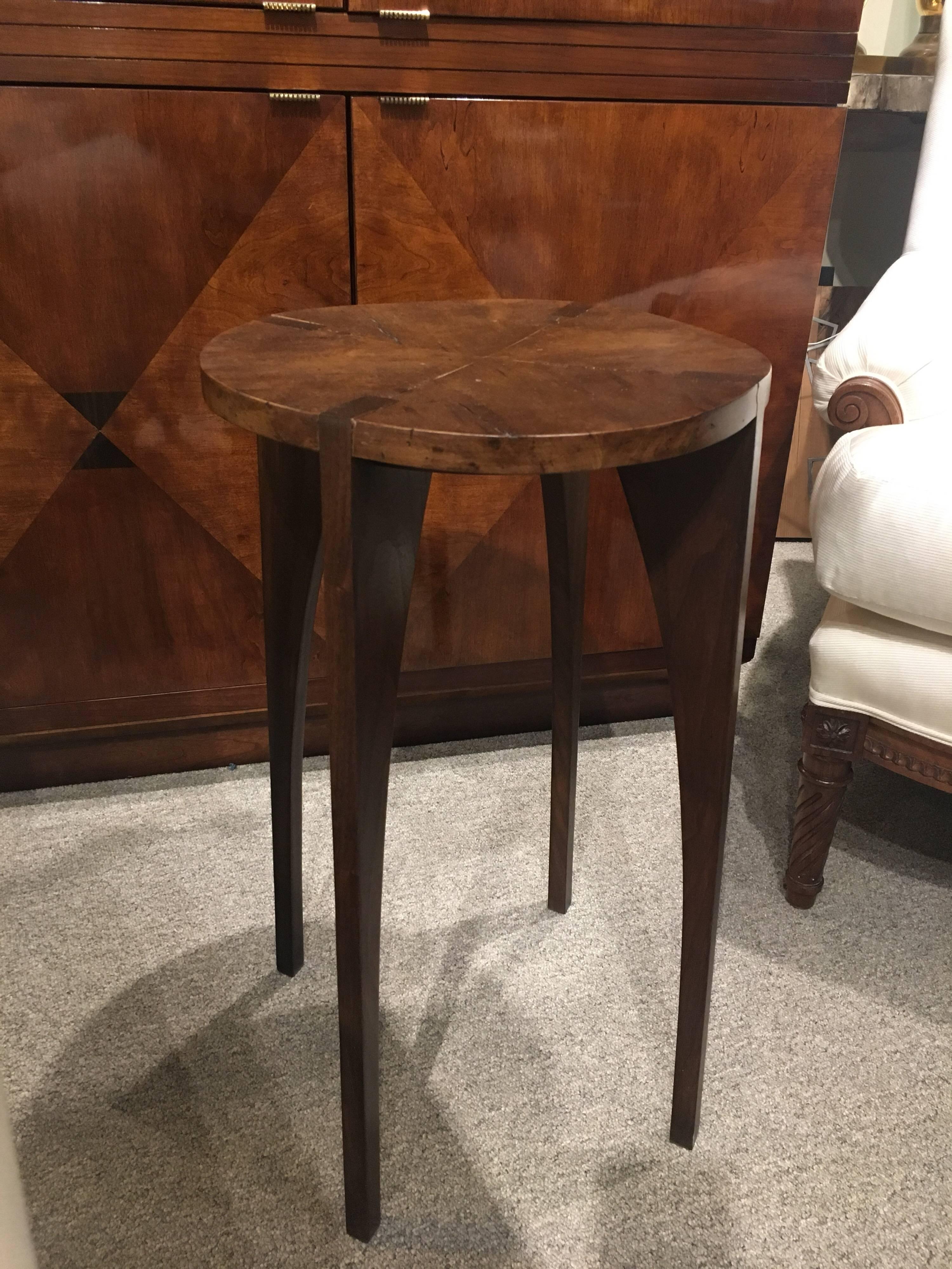 Our splay table is a merge of the old and the new. The legs are made of new timbers shaped in a contemporary manner. The top of this table is made out of antique timbers - ie. walnut, oak, maple, pine. Cracking of the table top is intentional as it