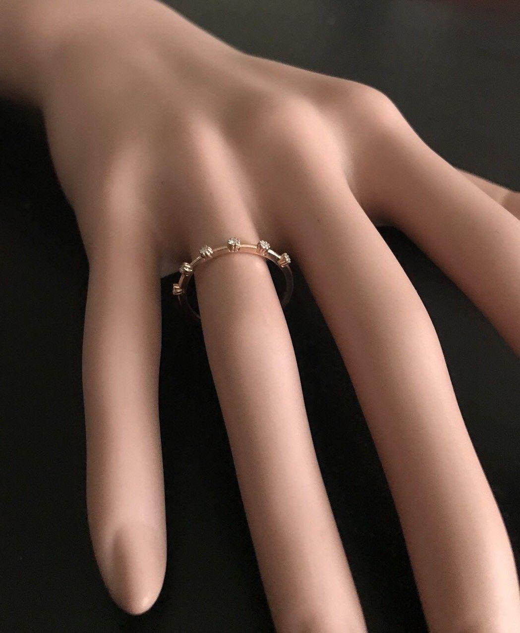 Splendide bague en or rose massif 14 carats avec diamant naturel de 0,10 carat en vente 1