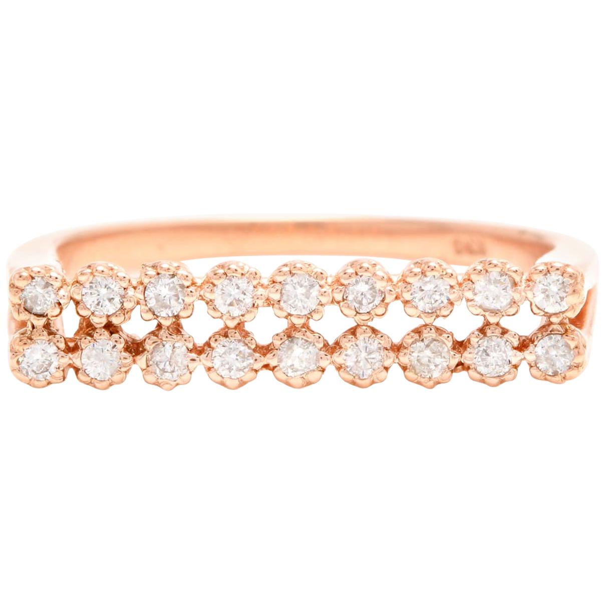 Splendide bague en or rose massif 14 carats avec diamant naturel de 0,25 carat