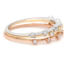 Splendid 0.30 Carat Natural Diamond Set of 3 Stackable 14 Karat Solid Multi-Tone