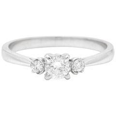 Splendid 0.32 Carat Natural Diamond 14 Karat Solid White Gold Ring