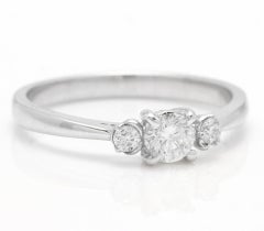 Prächtiger 0,32 Karat natürlicher Diamant 14 Karat massiver Weißgold Ring