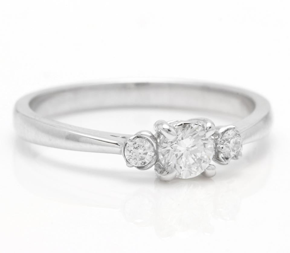Splendid 0.32 Carats Natural Diamond 14K Solid White Gold Ring

Stamped: 14K

Total Natural Round Cut Diamonds Weight: 0.32 Carats (color G-H / Clarity VS2-SI1)

Natural Center Diamond Weight is 0.25Ct (VS2 / H)

The width of the ring is: