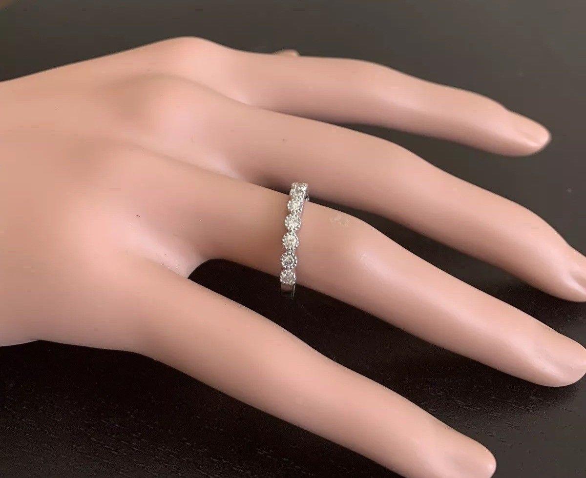 Women's or Men's Splendid 0.40 Carat Natural Diamond 14 Karat Solid White Gold Ring For Sale