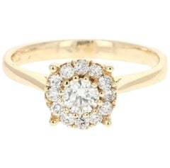 Espléndido anillo de oro amarillo macizo de 0,45 quilates de diamante natural de 14 quilates