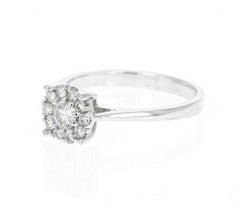 Splendid 0.45 Carat Natural Diamond 14 Karat Solid White Gold Band Ring