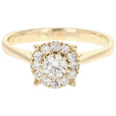 Splendid 0.45 Carat Natural Diamond 14 Karat Solid Yellow Gold Band Ring