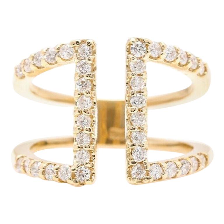 Splendid 0.60 Carat Natural Diamond 14 Karat Solid Yellow Gold Ring For Sale
