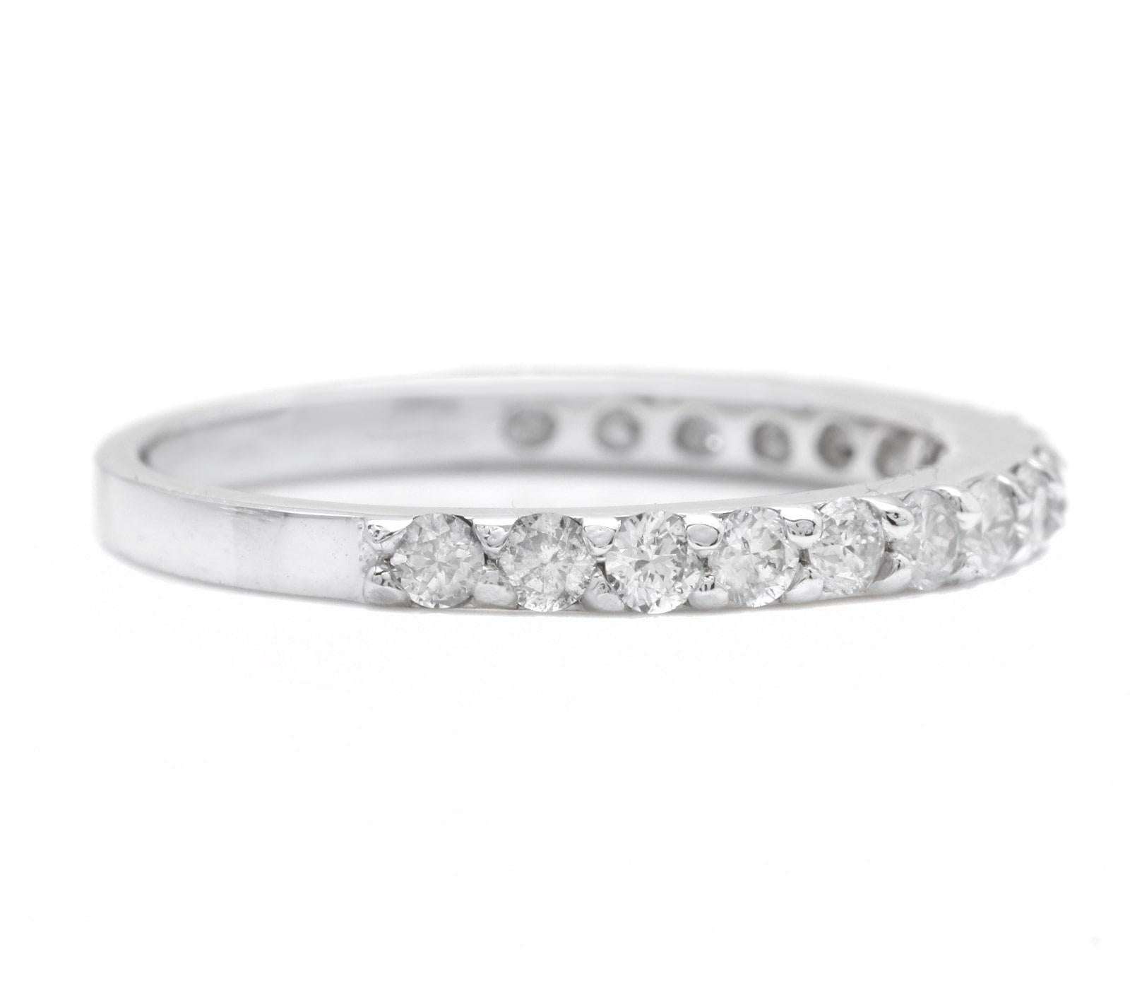 Splendid 0.65 Carats Natural Diamond 14K Solid White Gold Ring

Suggested Replacement Value: Approx. $2,000.00

Stamped: 14K

Total Natural Round Cut Diamonds Weight: Approx. 0.65 Carats (color G-H / Clarity SI1-SI2)

The width of the ring is: