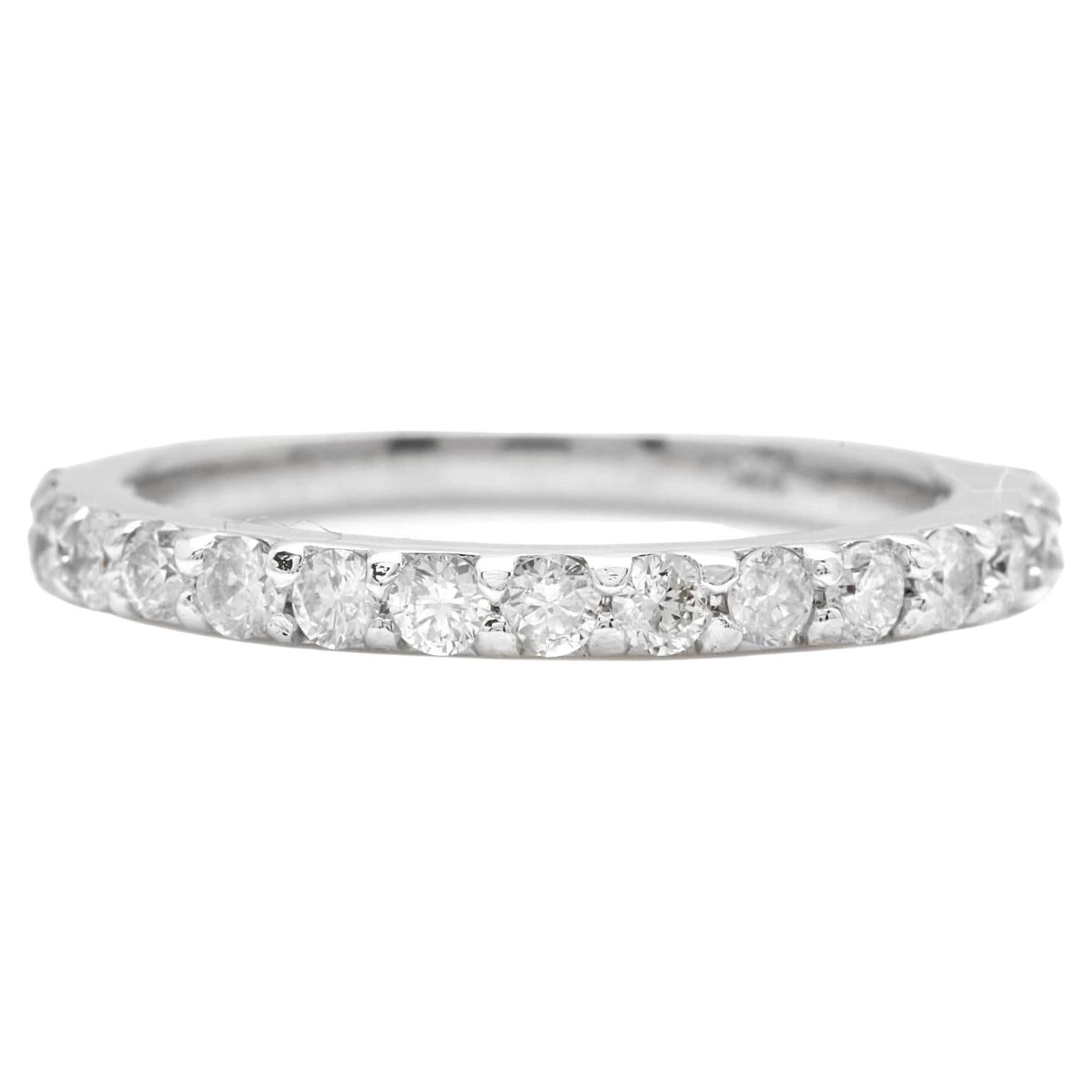 Splendide bague en or blanc massif 14 carats avec diamants naturels de 0,65 carat