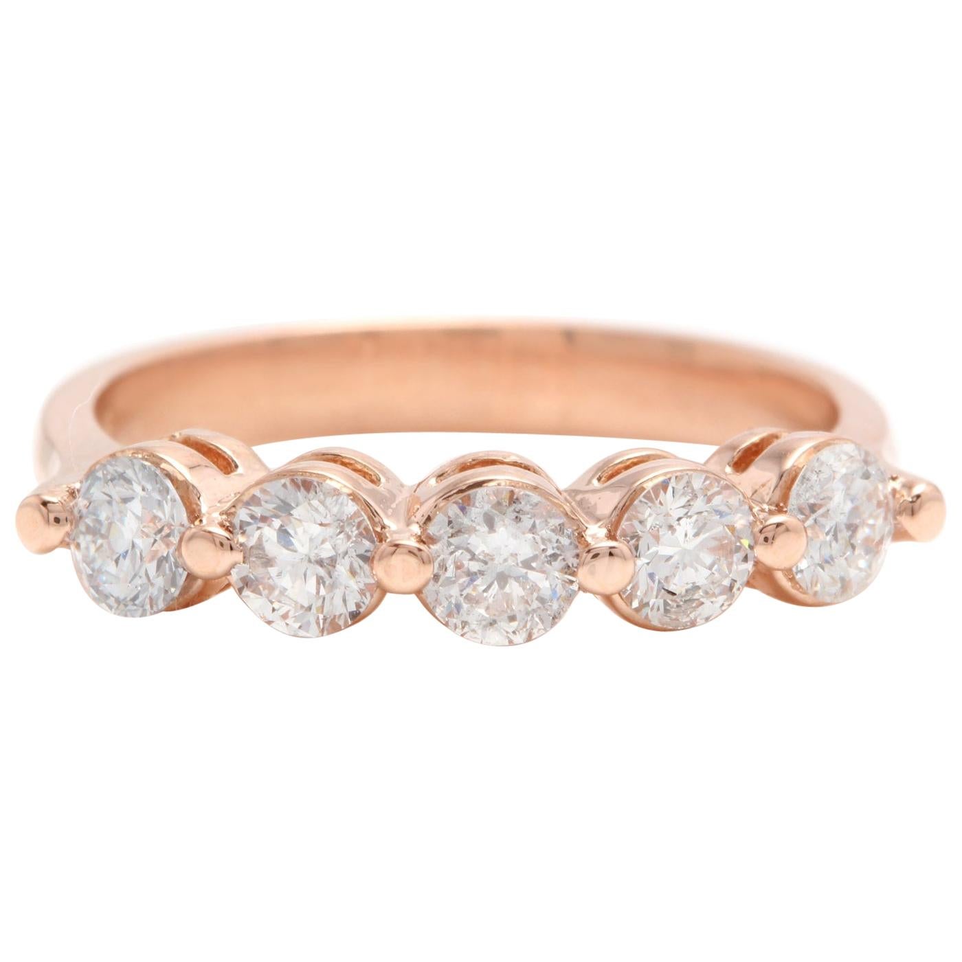 Splendid 0.85 Carat Natural Diamond 14 Karat Solid Rose Gold Ring For Sale