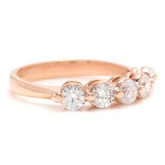 Espléndido anillo de oro rosa macizo de 0,85 quilates de diamante natural de 14 quilates