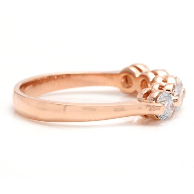 Rose Cut Splendid 0.85 Carat Natural Diamond 14 Karat Solid Rose Gold Ring For Sale