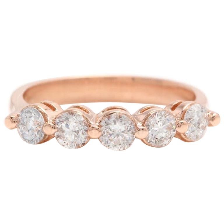 Splendid 0.85 Carat Natural Diamond 14 Karat Solid Rose Gold Ring For Sale