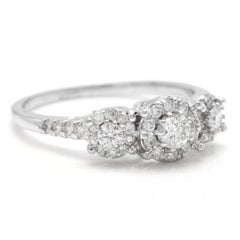Splendid 0.85 Carat Natural Diamond 14 Karat Solid White Gold Band Ring