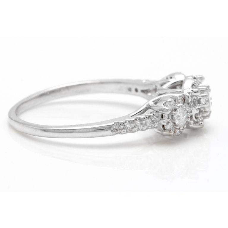 Rose Cut Splendid 0.85 Carat Natural Diamond 14 Karat Solid White Gold Band Ring For Sale