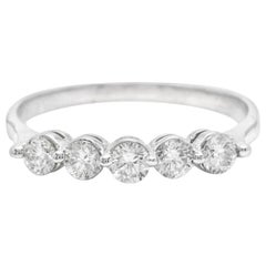 Splendid 0.90 Carat Natural Diamond 14 Karat Solid White Gold Ring