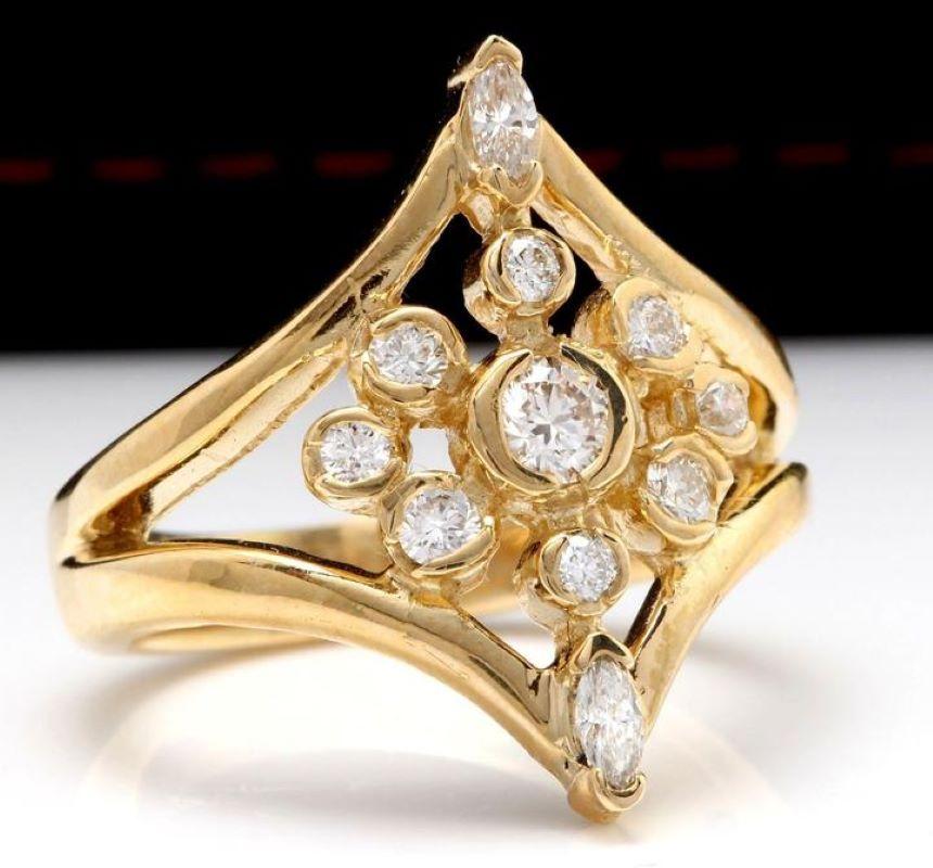 Splendid 1.00 Carat Natural Diamond 14K Solid Yellow Gold Ring

Stamped: 14K

Total Natural Round Diamonds Weight: Approx. 1.00 Carats (color G-H / Clarity SI1)

Center Diamond is .20ct

The width of the ring is: 21.72mm

Ring size: 7 (we offer free