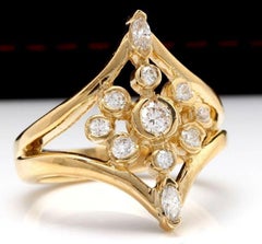 Splendido anello con diamante naturale da 1,00 carati in oro giallo massiccio 14 carati