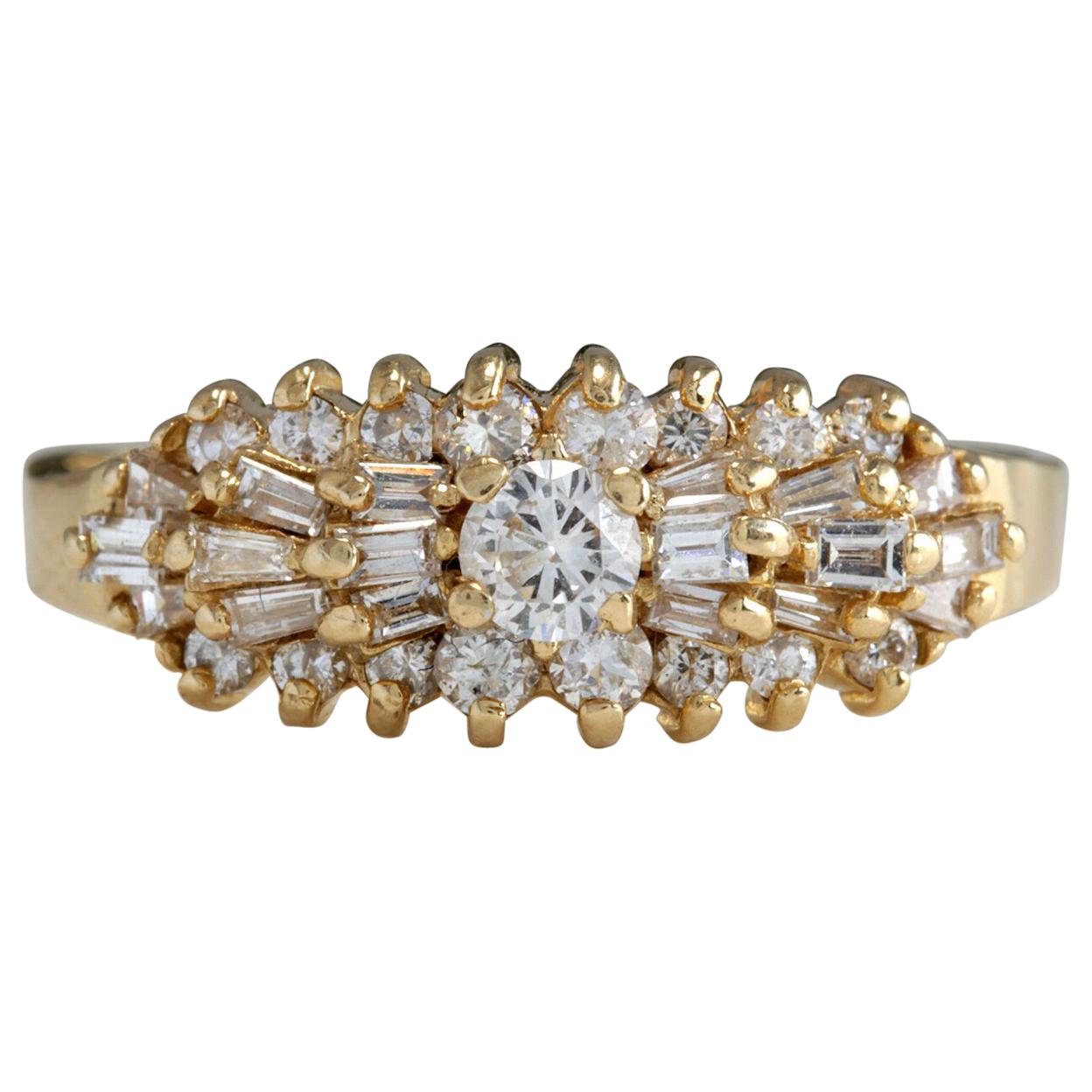 Ring aus 14 Karat massivem Gelbgold mit prächtigem 1,00 Karat natürlichem Diamant im Angebot