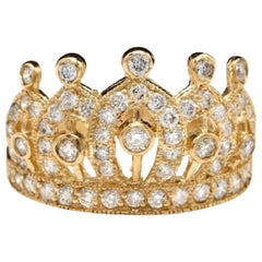 Espléndido anillo de oro amarillo macizo de 14 quilates con un diamante natural de 1,00 quilates